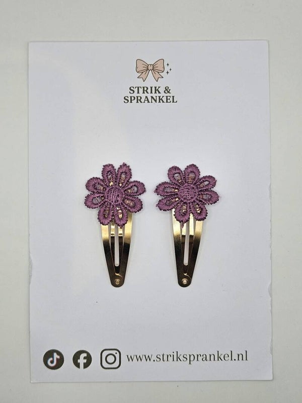 Haarspeldje flower lila