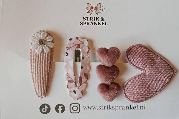 Setje haarspeldjes oud roze