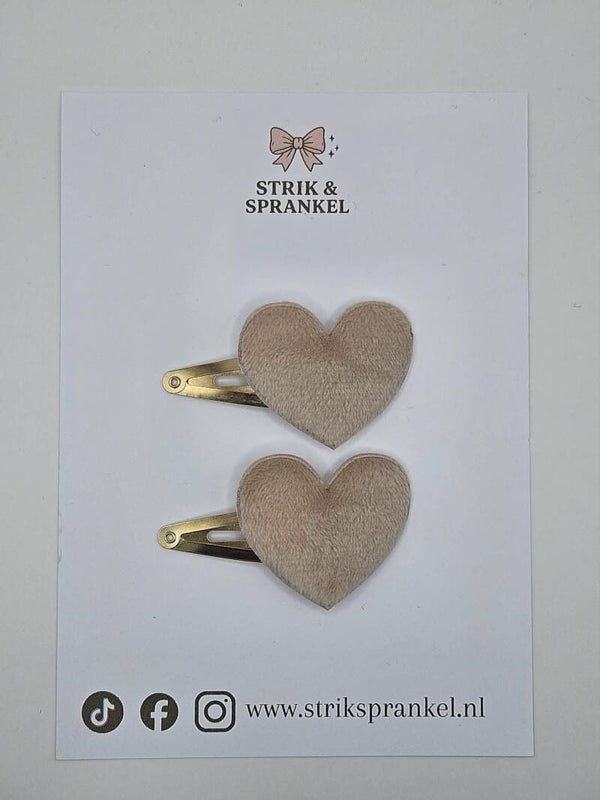 Haarspeldjes Beige Hearts