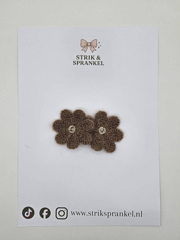 Antislip speldjes bloem Teddy bruin dubbel