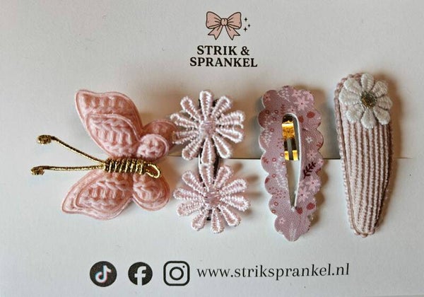 Setje haarspeldjes roze