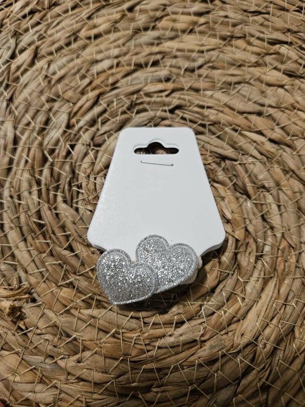 Haarelastiekjes hartje glitter zilver
