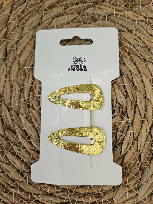 Haarspeldje open glitter goud