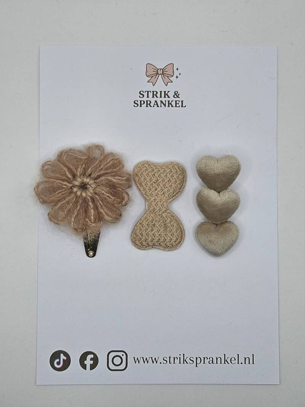 Haarspeldje setje Naturel Beige