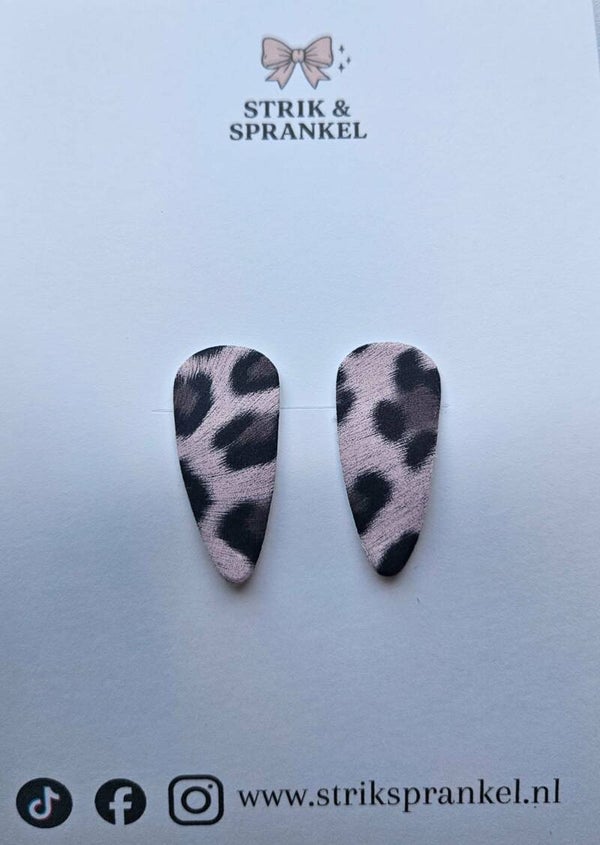 Haarspeldje dierenprint zwart roze