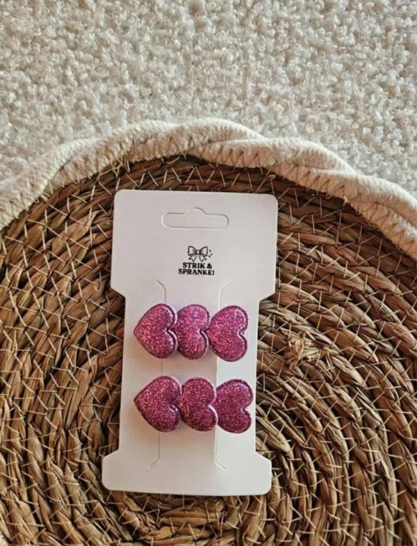 Glitter hartjes speldjes meerdere kleuren