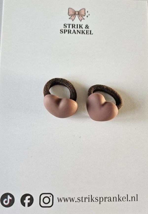 Haarelastiekje hartje oud roze