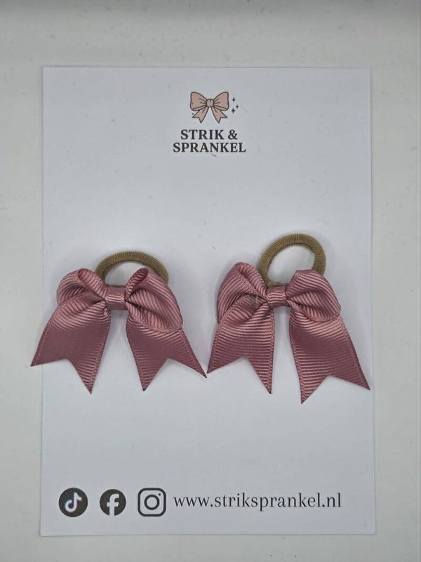 Haarelastiek roze strikjes