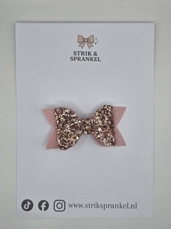 Alligator speldje strik roze en glitter