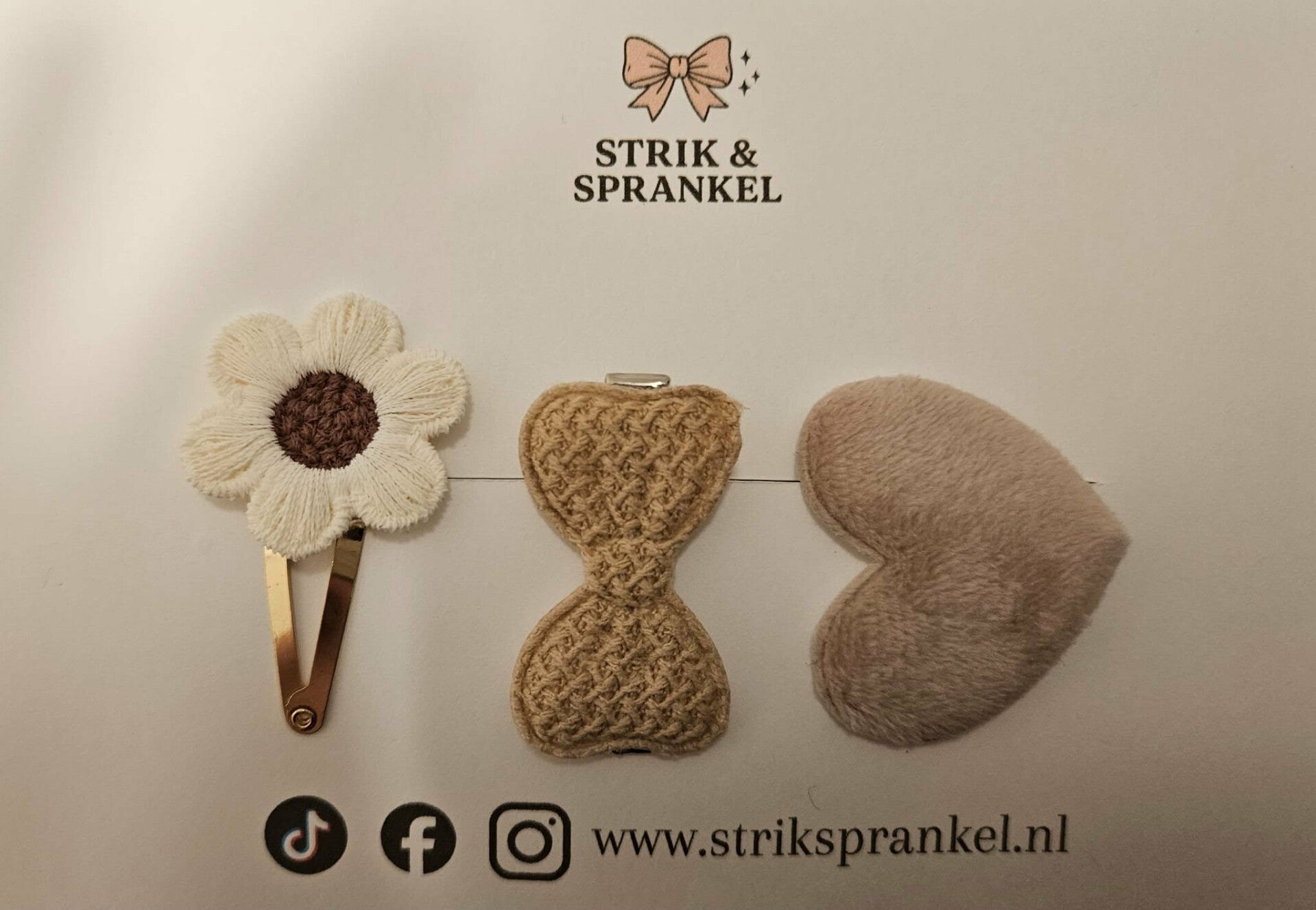 Setje haarspeldjes wit/bruin