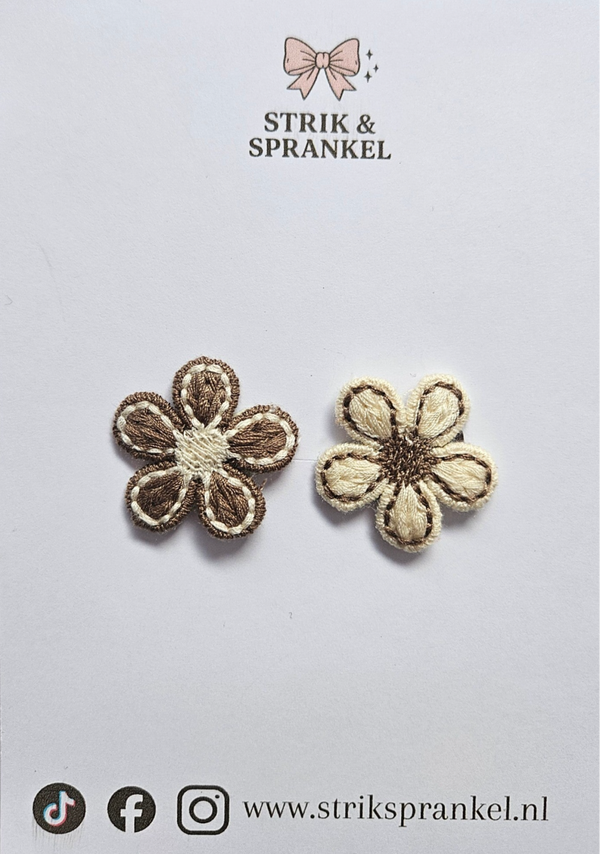 Antislip speldje bloem bruin/wit