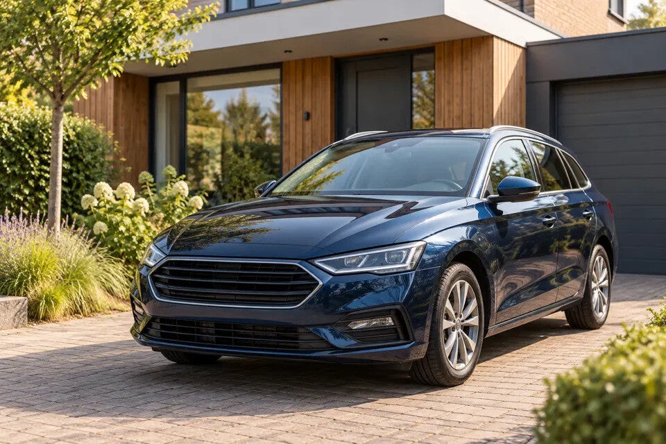 Een personenauto bij een woning