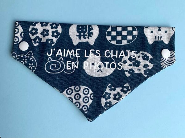 Bandana tissus personnalisé « j’aime les chats en photos »