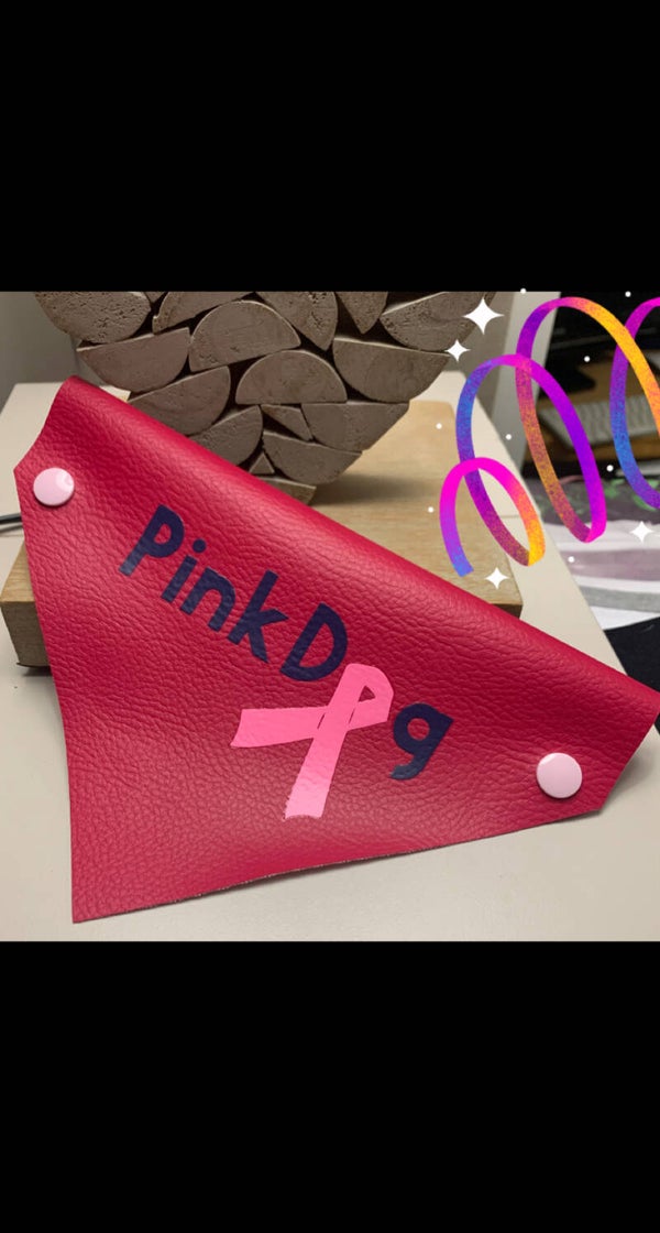 Bandana « Pinkdog » Simili cuir Octobre Rose