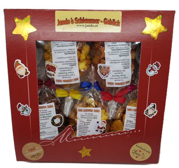 Weihnachtliche Jando`s Schlemmer-Geschenk-Box mit 5 x 100g