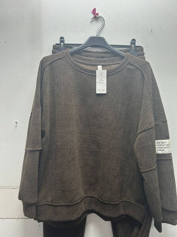 Jogging pak Met motief Bruin