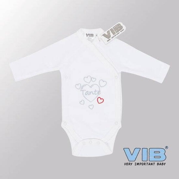 VIB® - Rompertje (overslag) Luxe Katoen - Tante? (Wit) - Babykleertjes - romper - rompertjes - rompertjes met tekst - baby cadeau - baby aankondiging - overslagromper