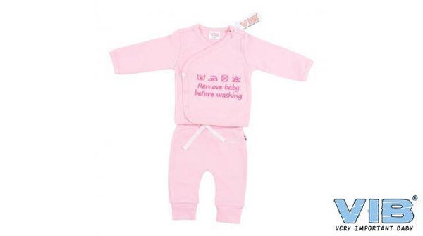 2-Delige Setje Roze 'Remove Baby Before Washing'