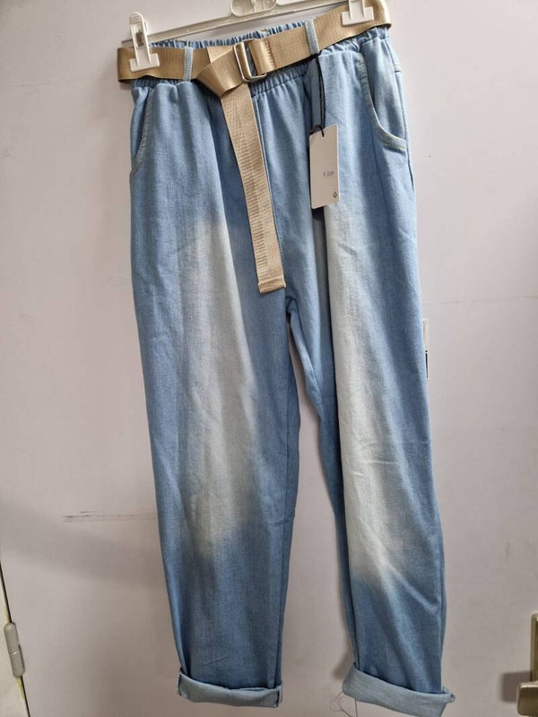 stretch  spijkerbroek met riem