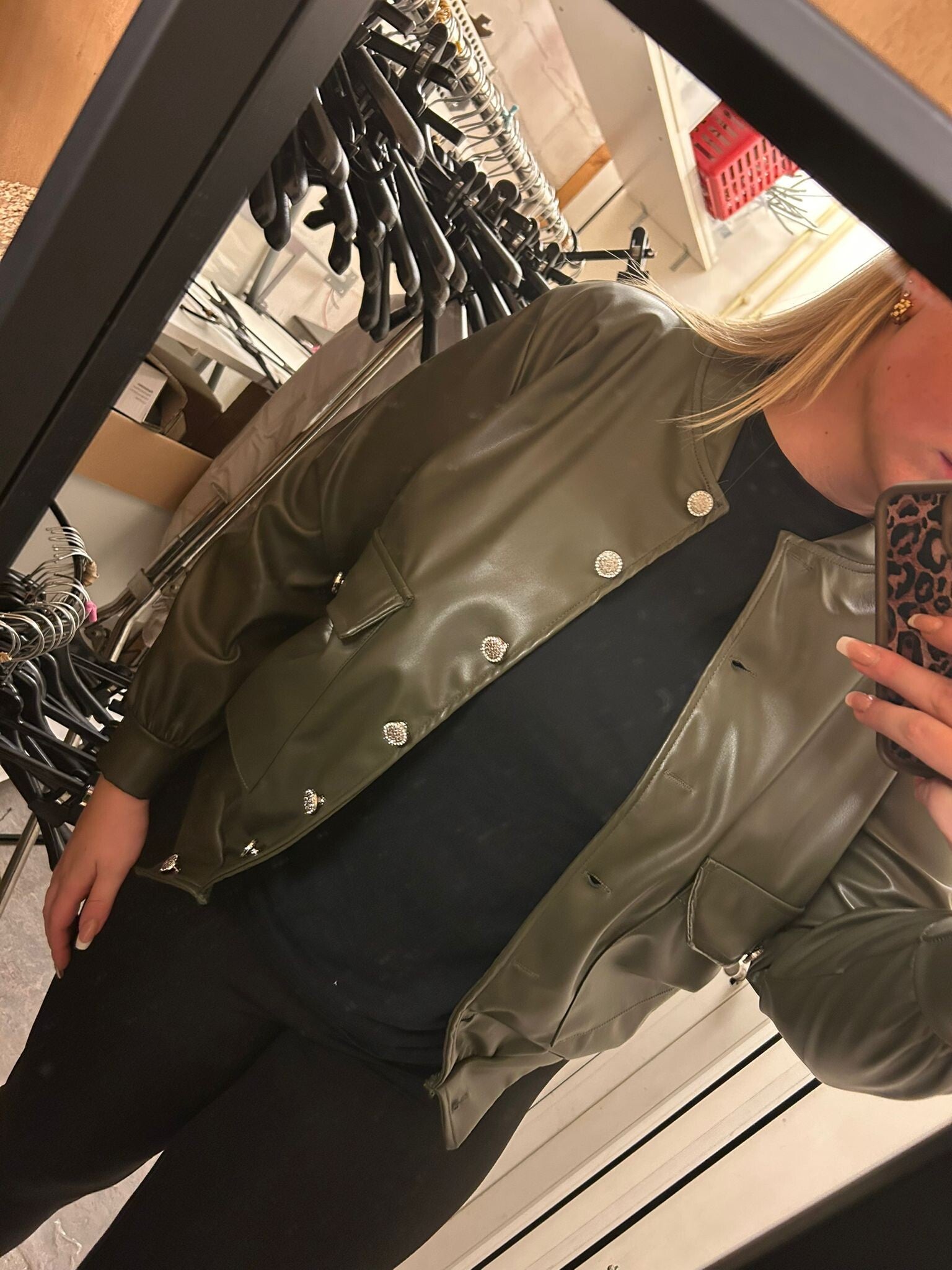 Leather Jacket Green One size