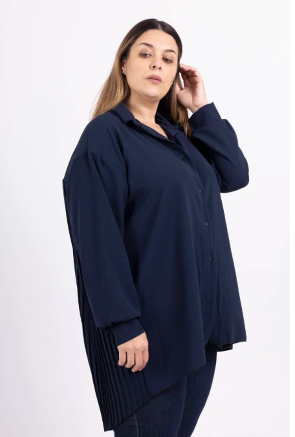 SOLENE chemise longue dos plissé jusqu'au 54