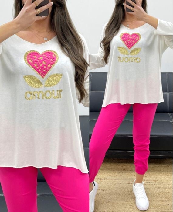 AMOUR Pull fin blanc jusqu'au 46/48