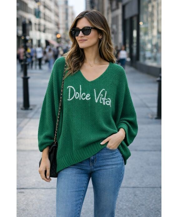 EMMA pull vert dolce vite tout doux oversize jusqu'au 46