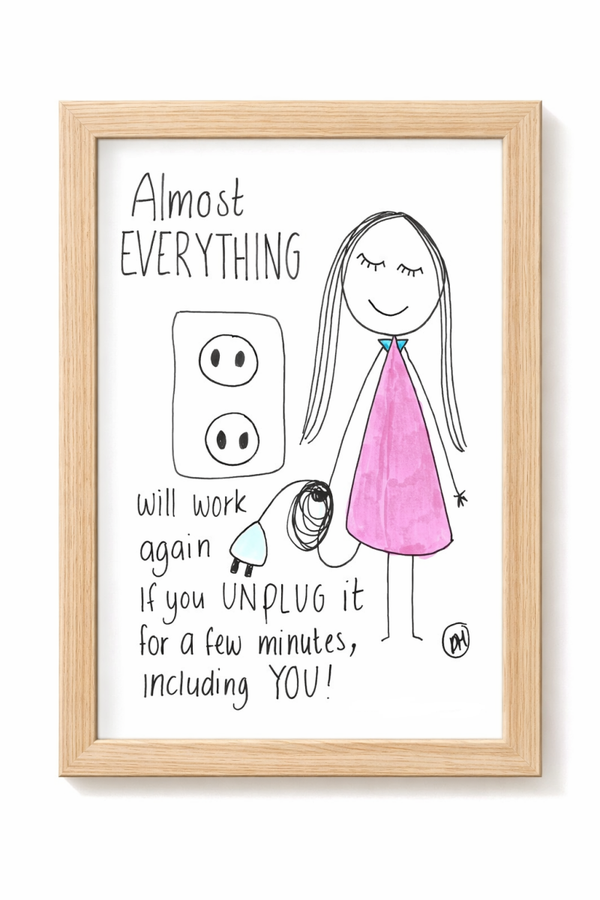 Originele handgetekende illustratie Unplug