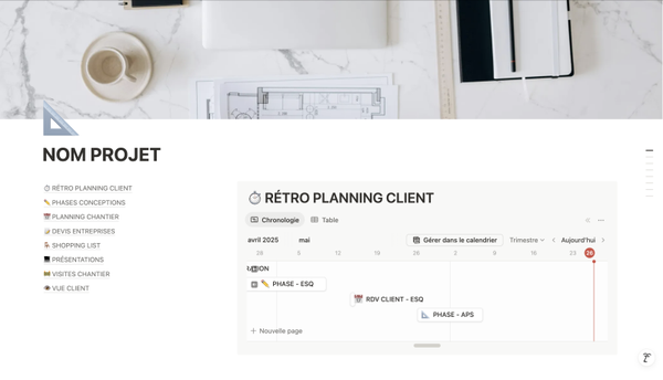 Template Notion : Suivi de chantier