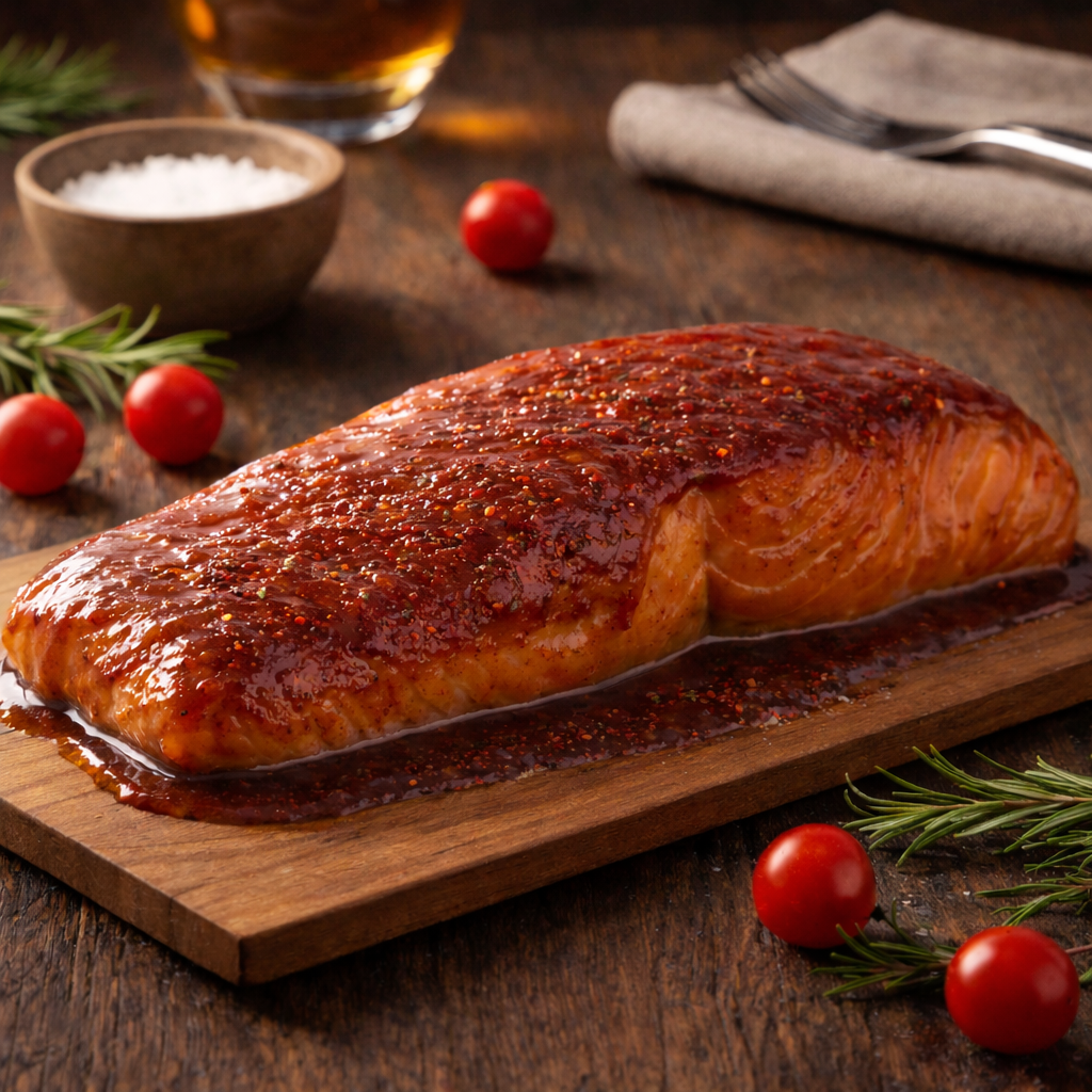 Saumon sur planche de cèdre érable BBQ