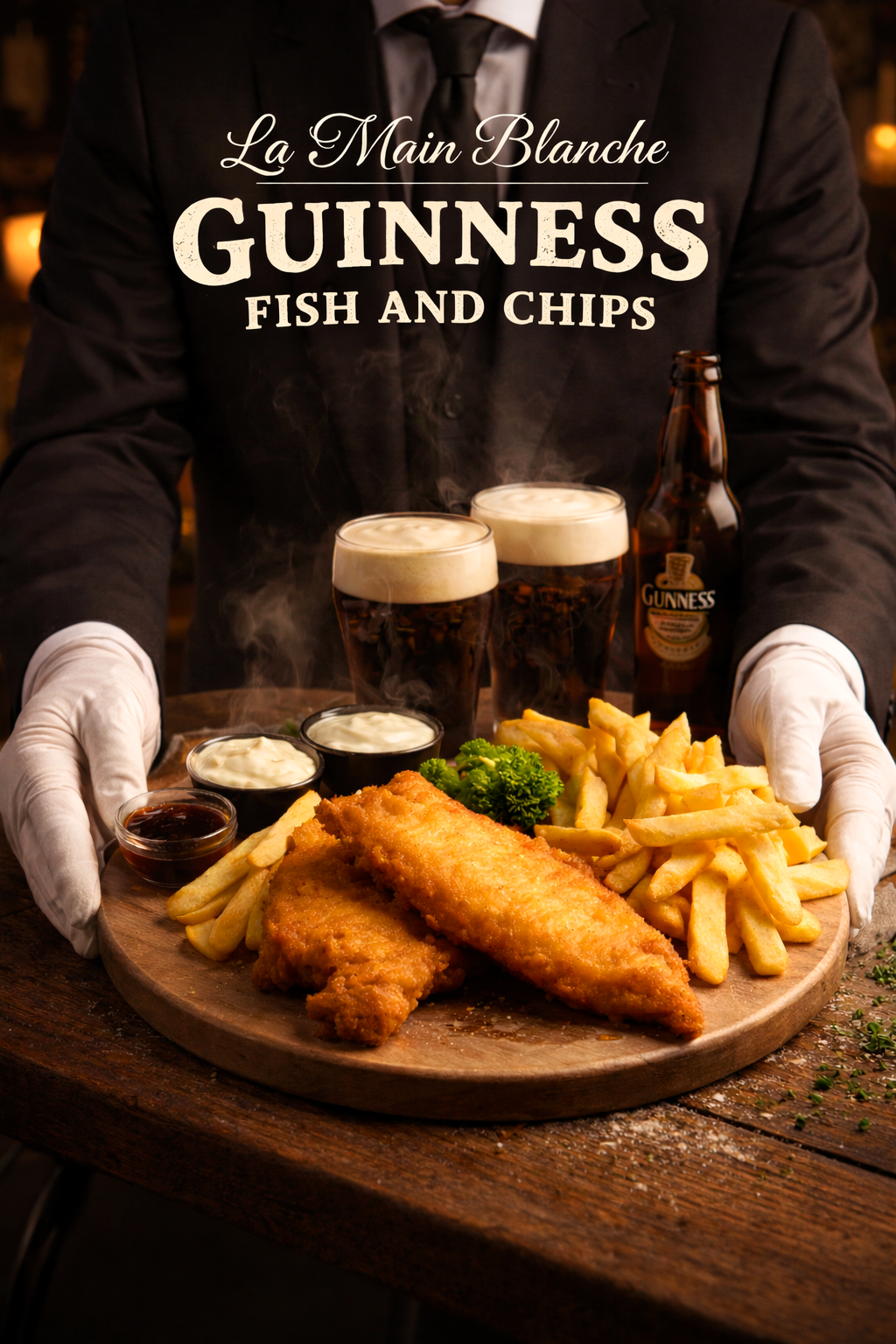 Fish and chip à la bière Guinness