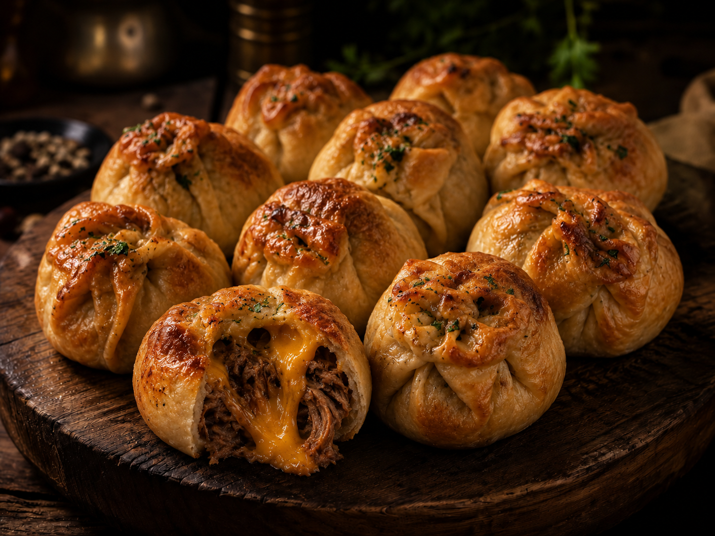 Balluchons de Porc Effiloché au Whisky & Cheddar