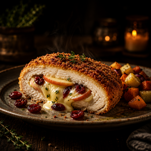 Poulet farcie brie - pommes - caneberge