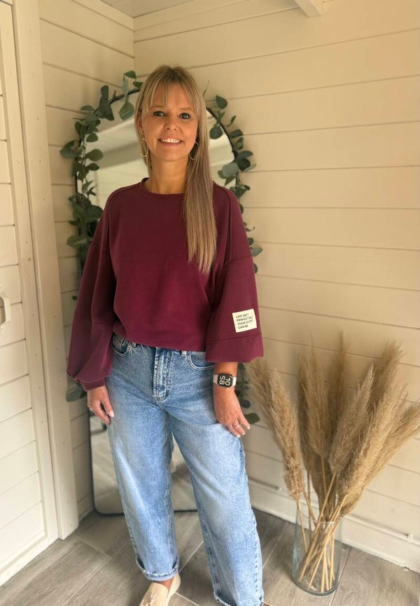 Billie Long Sleeve Sweater – Burgundy
