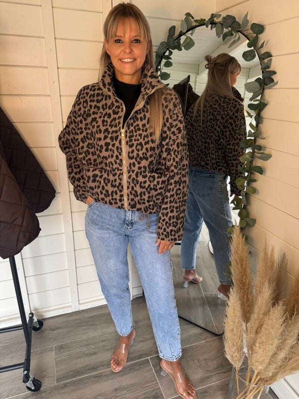 Lexi Leopard Jacket – taupe
