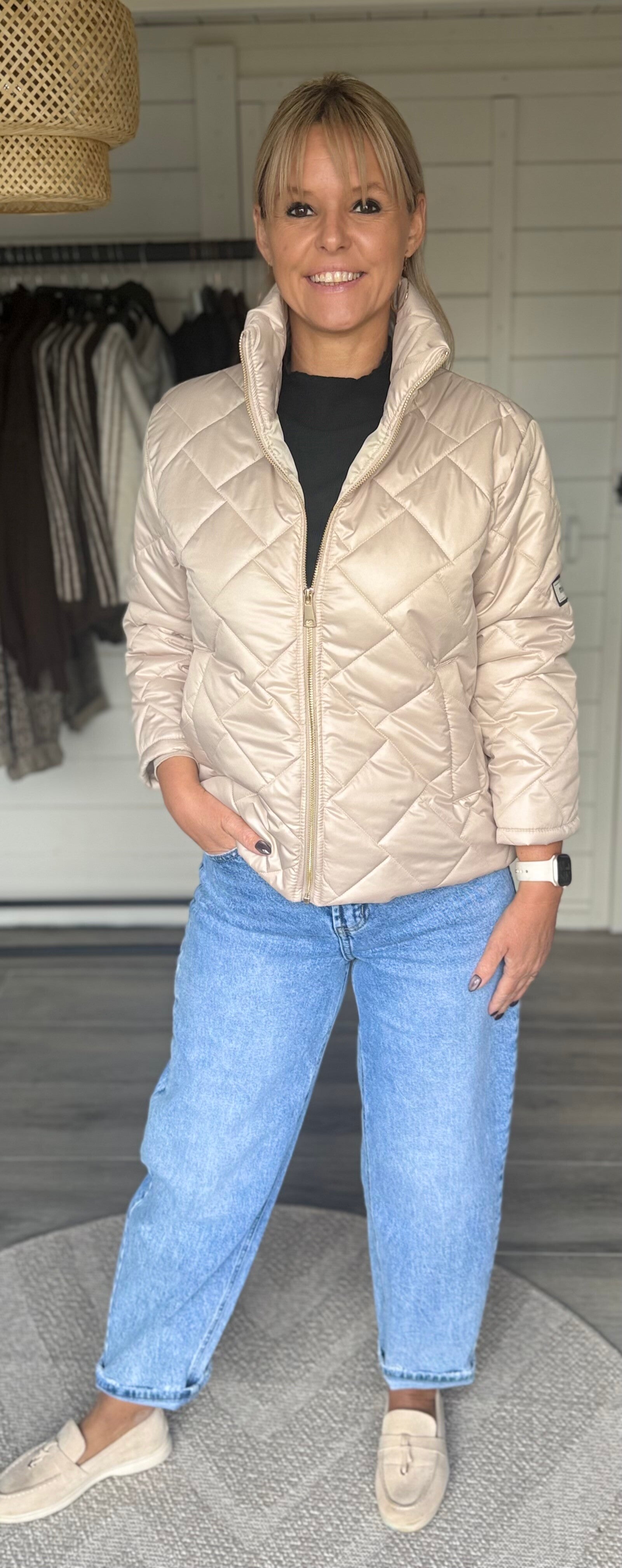 Amélie Quilted Jacket – Beige