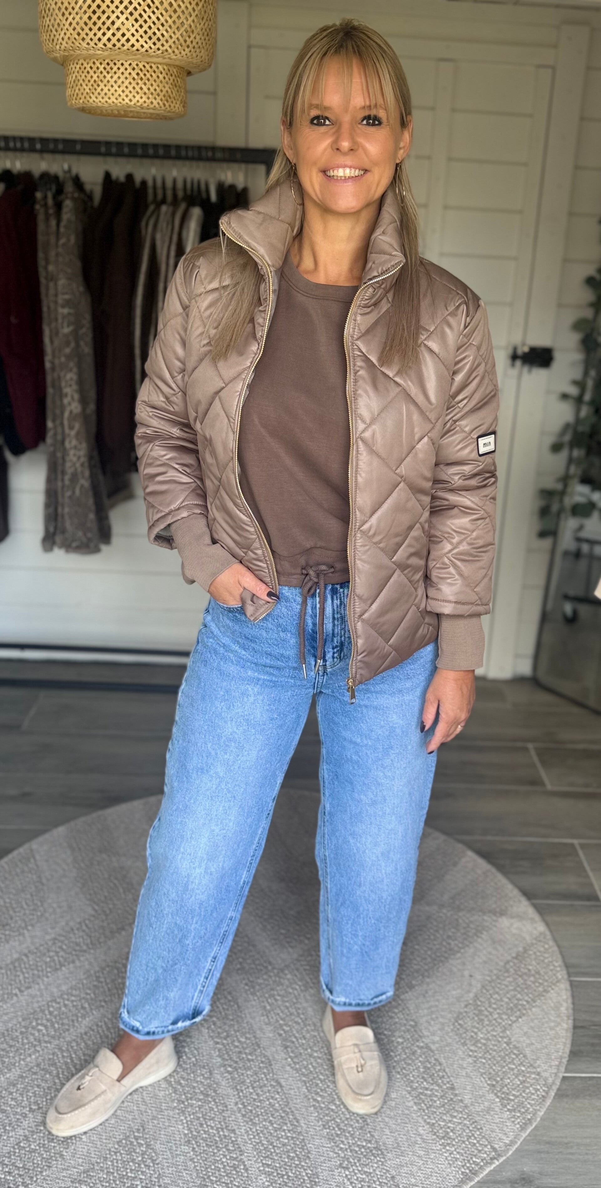 Amélie Quilted Jacket – Taupe
