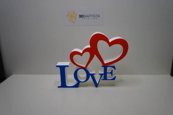 Love Schild mit herzen (Blau/Rot)