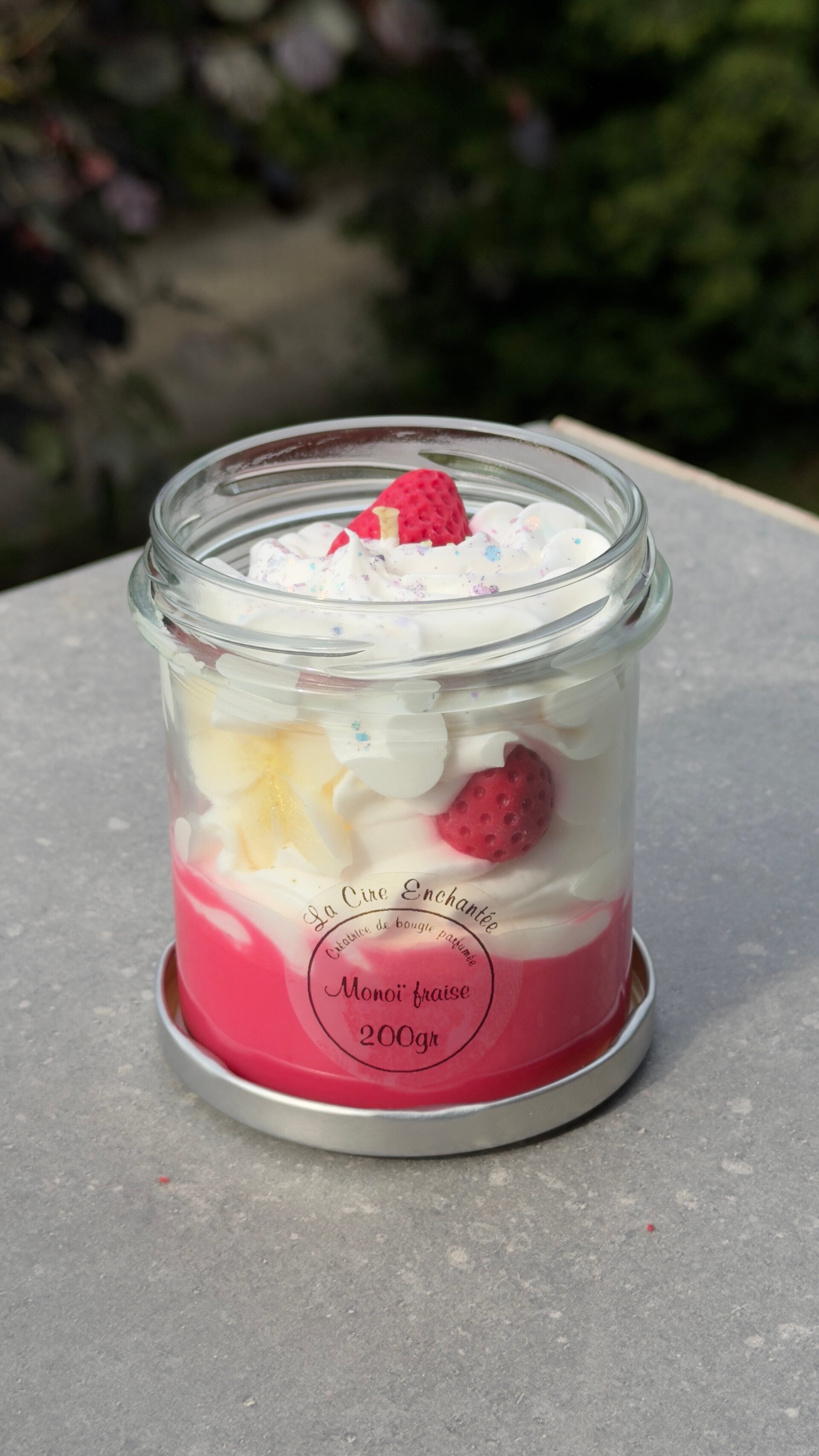 Bougie gourmande 200gr Monoï fraise