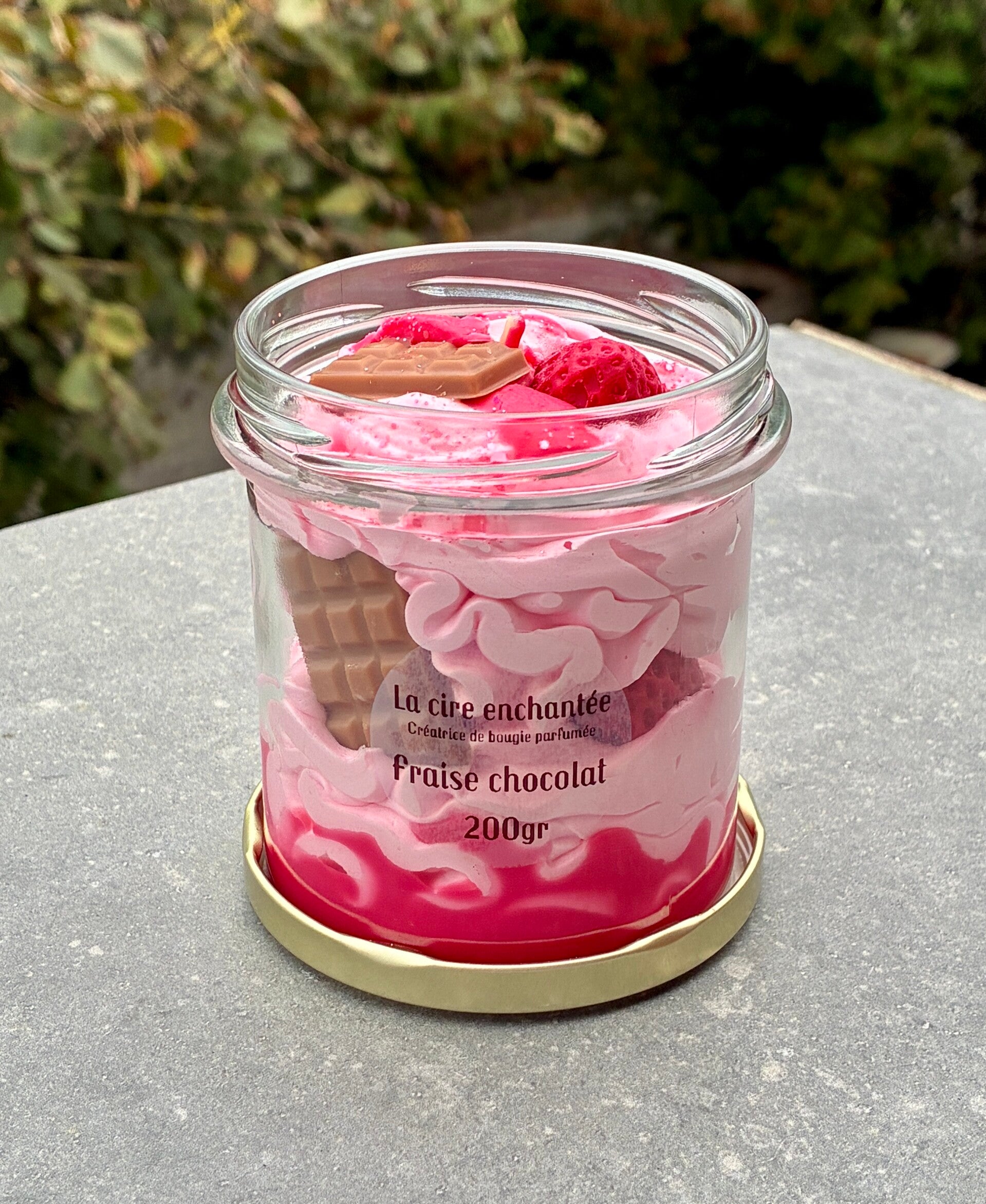 Bougie gourmande 200gr fraise chocolat