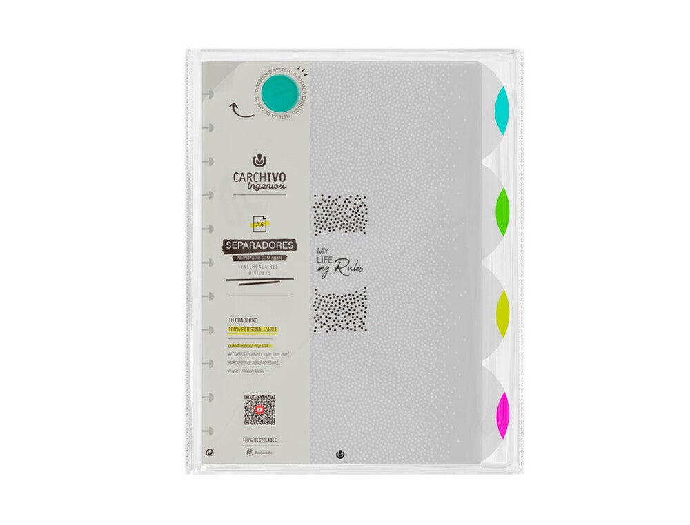 SEPARADORES INGENIOX A4 PP TRANS/NEON 4 POSICIONES