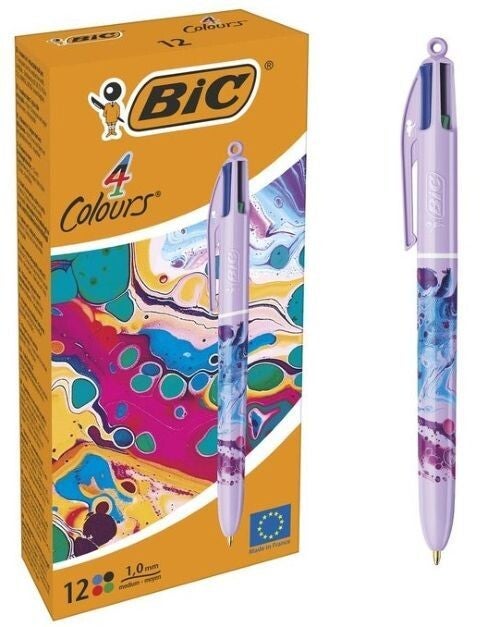 BOLIGRAFO BIC 4 COLORES DECORS DISEÑO HYDRO PURPLE