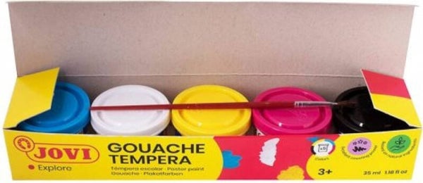 ESTUCHE 5 BOTES TEMPERA 35ML COLORES PRIMARIOS JOVI
