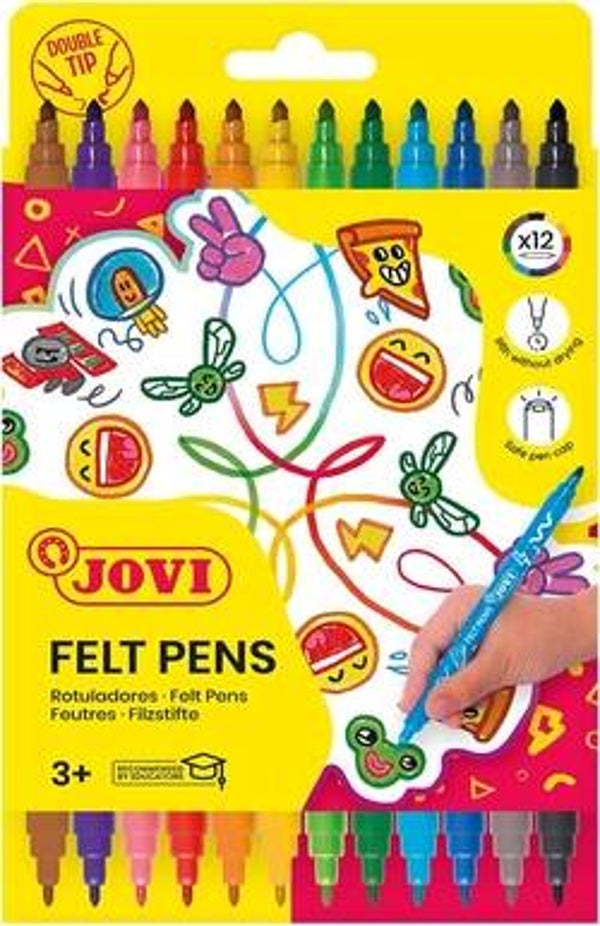 ESTUCHE 12 ROTULADORES JOVI PUNTA DOBLE FINA/GRUESA
