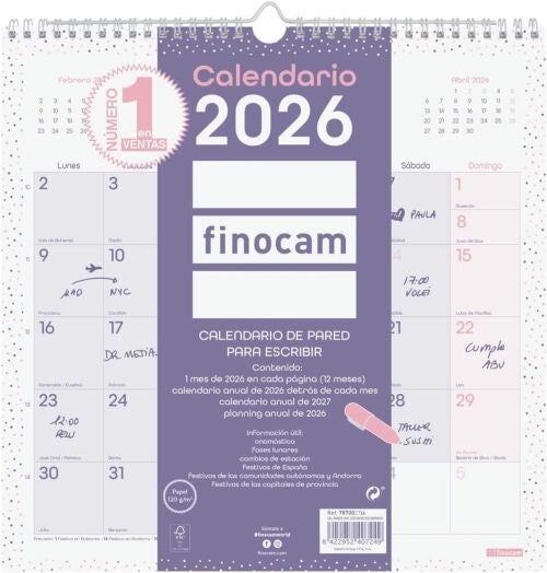 CALENDARIO PARED 2026 CHIC ESCRIBIR 30X30 MORADO