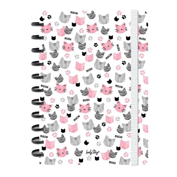 CUADERNO A4 CON SISTEMA DE DISCOS - 100 HOJAS CUADRICULA 100GR - ICE - MIAU DE LOVELY STORY