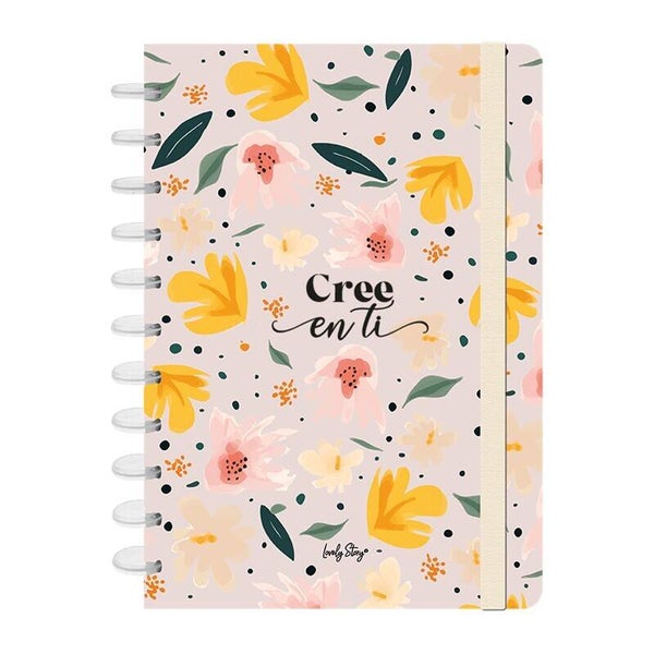 CUADERNO A4 CON SISTEMA DE DISCOS - 100 HOJAS CUADRICULA 100GR - SAND - CREE EN TI DE LOVELY STORY