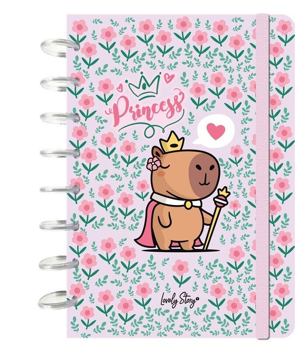SMART BOOK A5 CON SISTEMA DE DISCOS - PINK QUEEN CAPIBARA