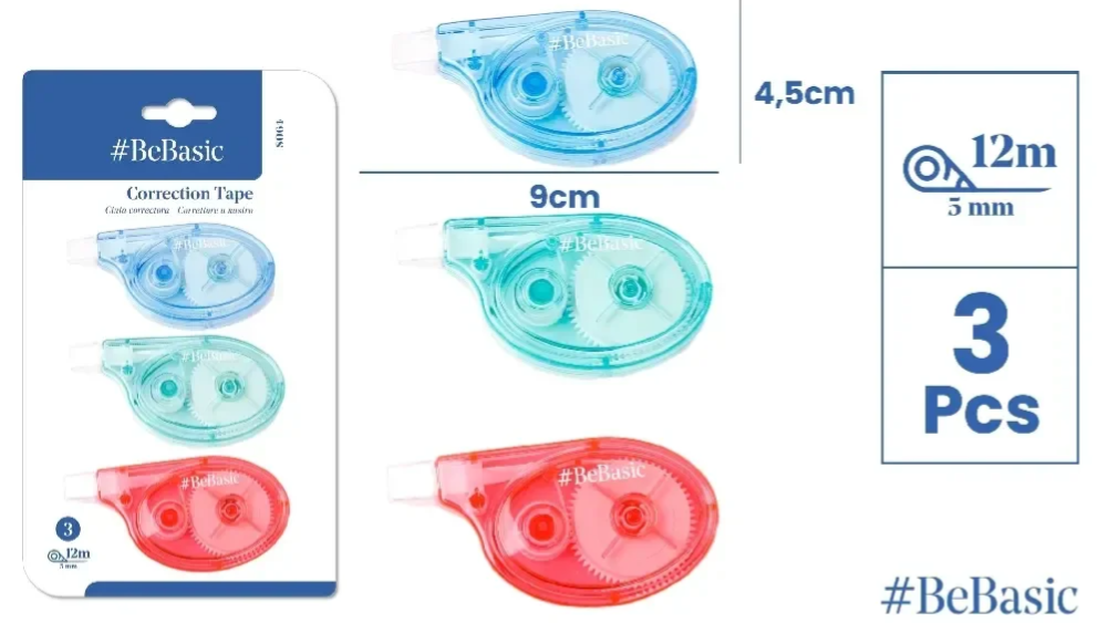 BLISTER CINTA CORRECTORA 12m x 5mm (3 UNIDADES)