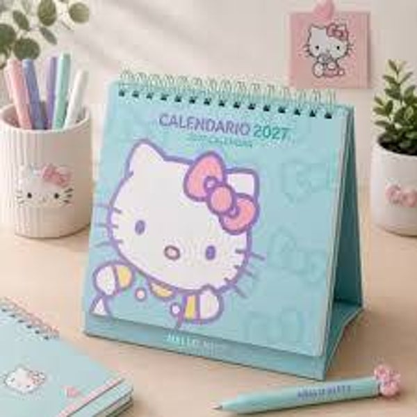 CALENDARIO SOBREMESA MOOVING ESPIRAL HELLO KITTY 17X16CM MES VISTA